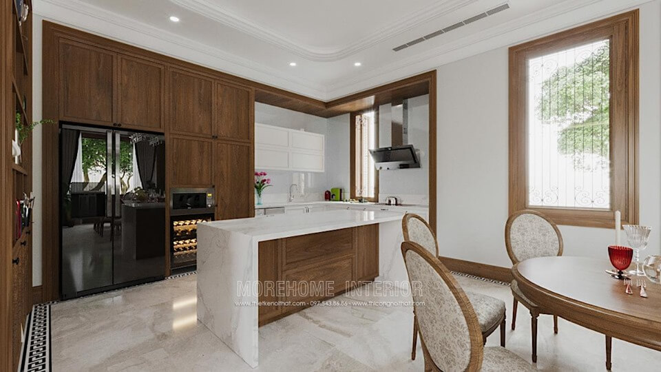Mẫu tủ bếp chữ L phong cách hiện đại đẹp cho nhà biệt thự Tủ bếp hiện đại