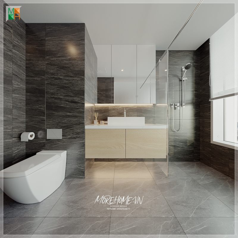 Một bàn đá lavabo màu trắng đem lại sự tinh tế và tiện nghi khi bạn bước vào căn phòng. Nó gây ấn tượng mạnh mẽ.